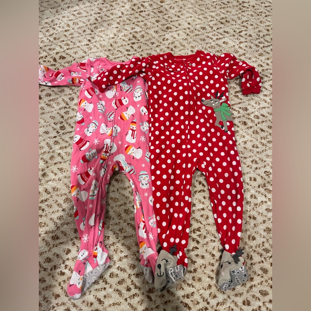 Two soft sleepers with footies, winter, 24 mos
